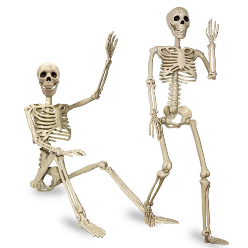 2 Pack 36"Halloween Skeleton - 3 ft Life Size Human Skeleton with Full Body Posable Joints Plastic Skeleton for Halloween Skeletons Decor Yard Patio Lawn Garden Skeleton Props Spooky Party Decoration