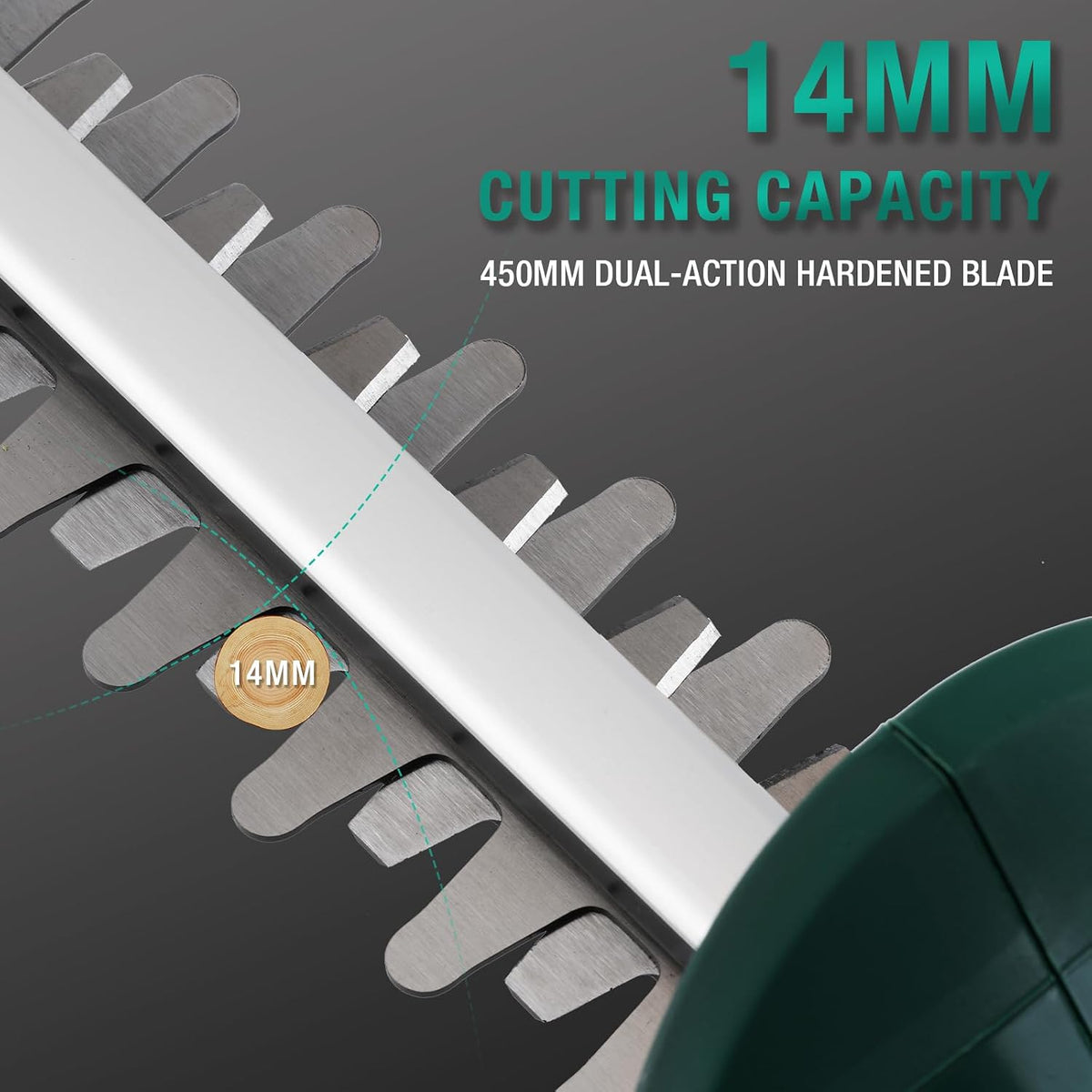Cordless Hedge Trimmer 20V 450mm Dual Blade 14mm 2.0Ah Battery POSENPRO Cutter
