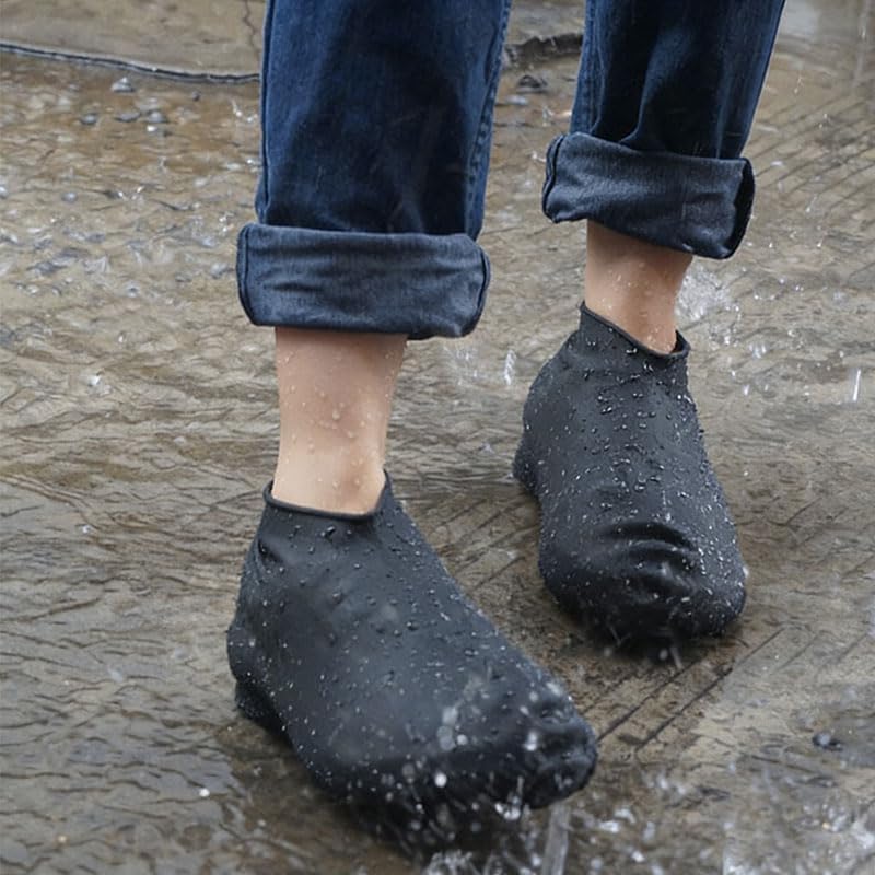 Waterproof Reusable Silicone Shoe Covers, Elastic Non-Slip Overshoes for Rain Mud Travel Commuting Outdoor Protection