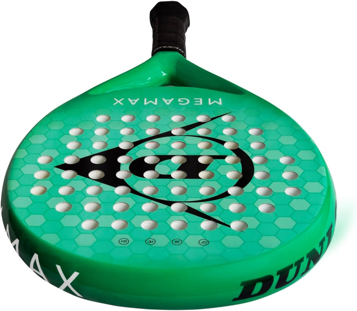 DUNLOP Padel Bat Megamax Silver/Black/Green – Round Shape Graphite Frame – Medium Balance Pro EVA Core – For Beginners