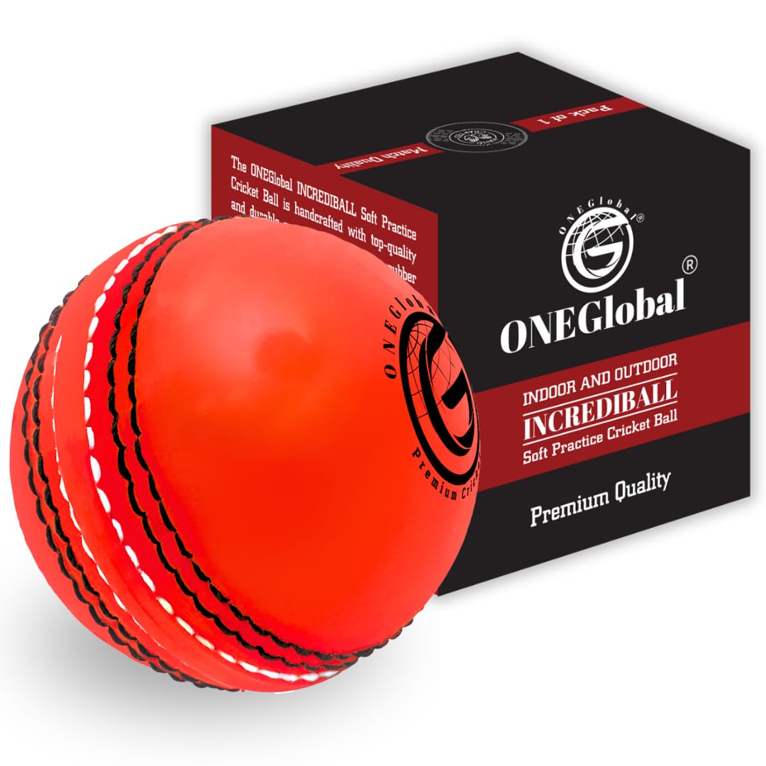 Incrediball Soft Practice Cricket Ball | Outdoor & Indoor Rubber Cricket Ball With Core & Stitched Seam | For Practice, Training & Family Fun | Senior & Junior Size