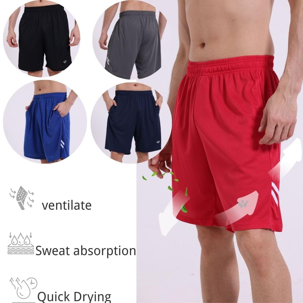 5 Pack Mens Sports Shorts Men's Athletic Shorts with Pockets and Elastic Waistband, Quick Dry Workout Shorts for Men Running Trousers