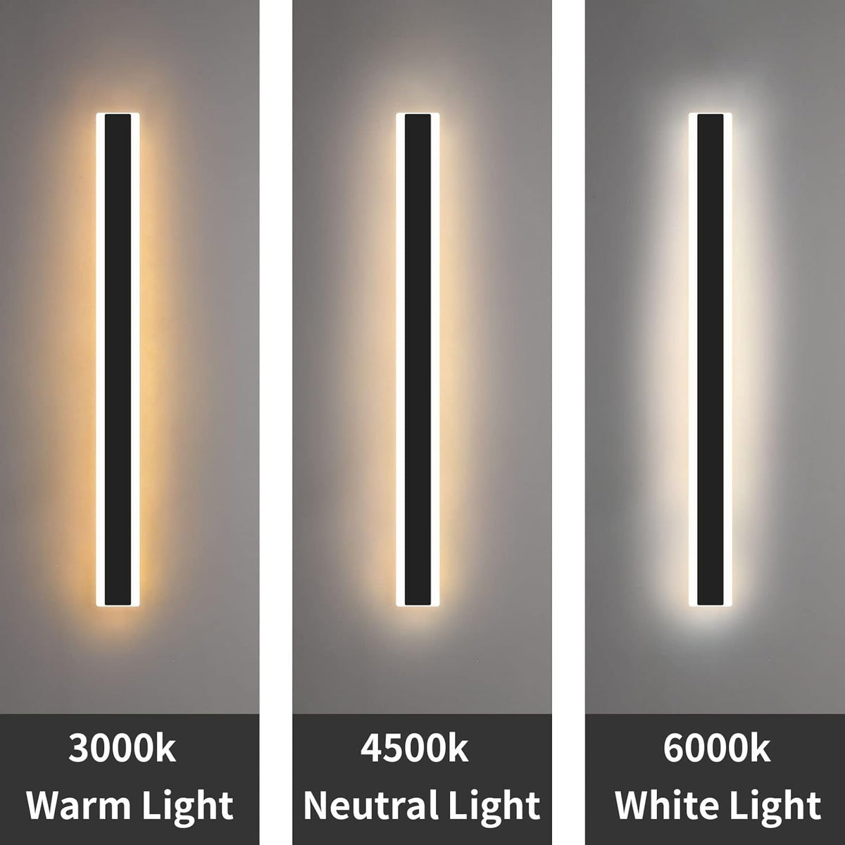 Outdoor LED Wall Light 120cm 42W Black IP65 Long Strip Garden Light Mikeru