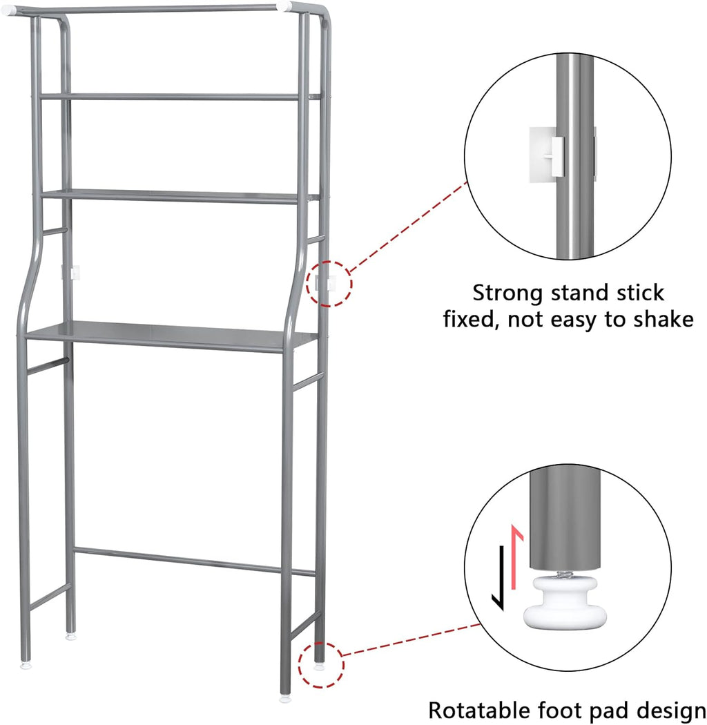 3 Tier Bathroom Storage Rack Silver Space Saving Shelf Organiser MOYIPIN