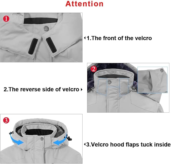 Womens Ski Jacket Waterproof Warm Winter Snow Coat Grey Size XL TBY