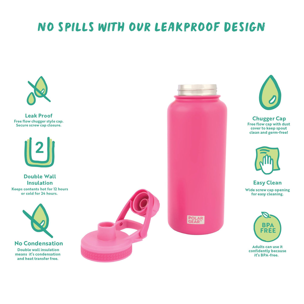 Polar Gear Insulated Water Bottle with Flip Straw - 800ml Wine