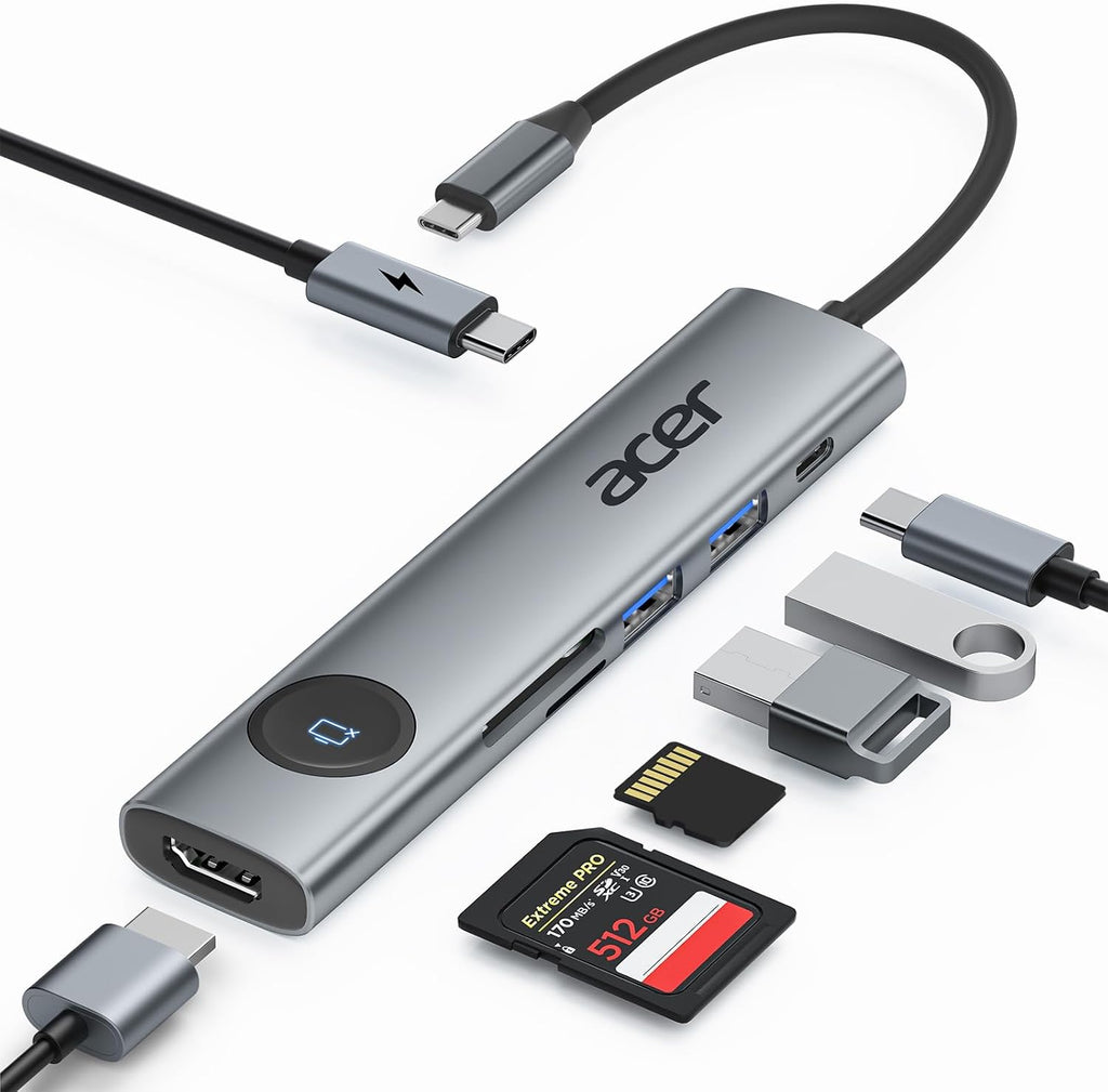 Acer 7IN1 USB C Hub, USB C to HDMI Adapter 4K@60Hz for Laptop, Mac