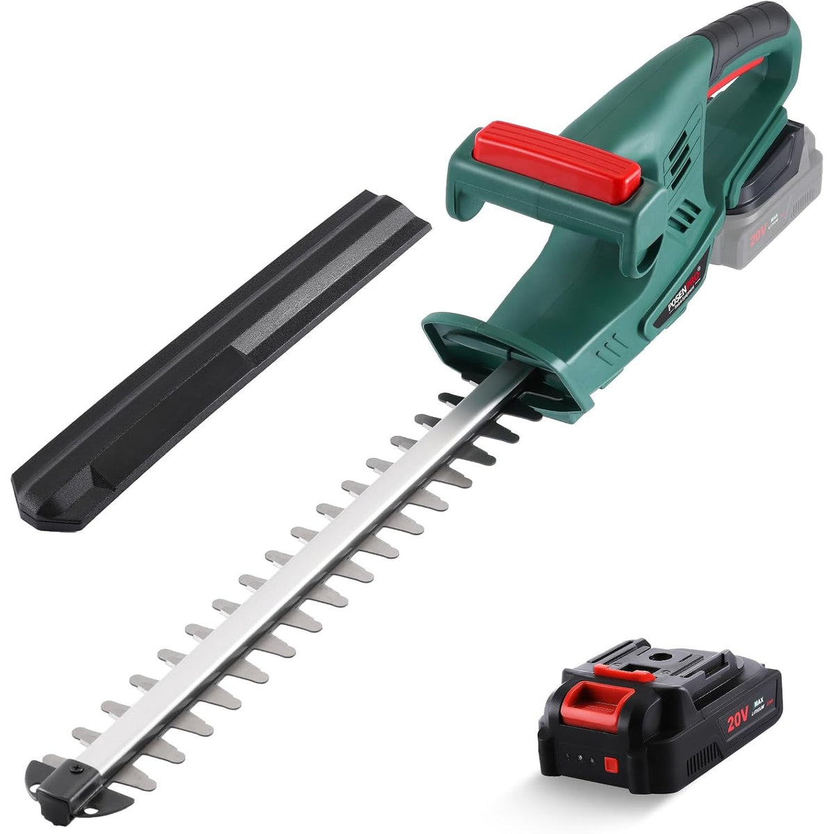 Cordless Hedge Trimmer 20V 450mm Dual Blade 14mm 2.0Ah Battery POSENPRO Cutter