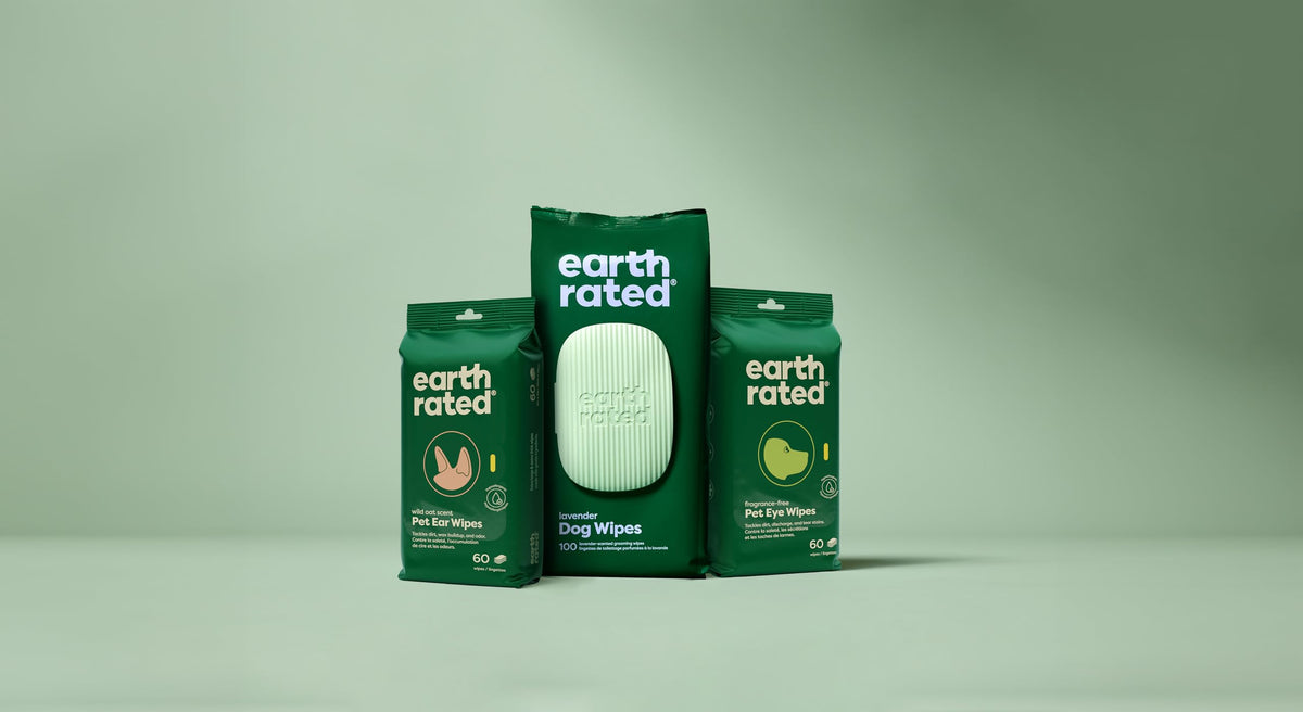 Earth Rated Dog Wipes, Hypoallergenic, Cleaning and Hydrating, for Grooming Paws, Body and Bums, Lavender Scented, 100 Count