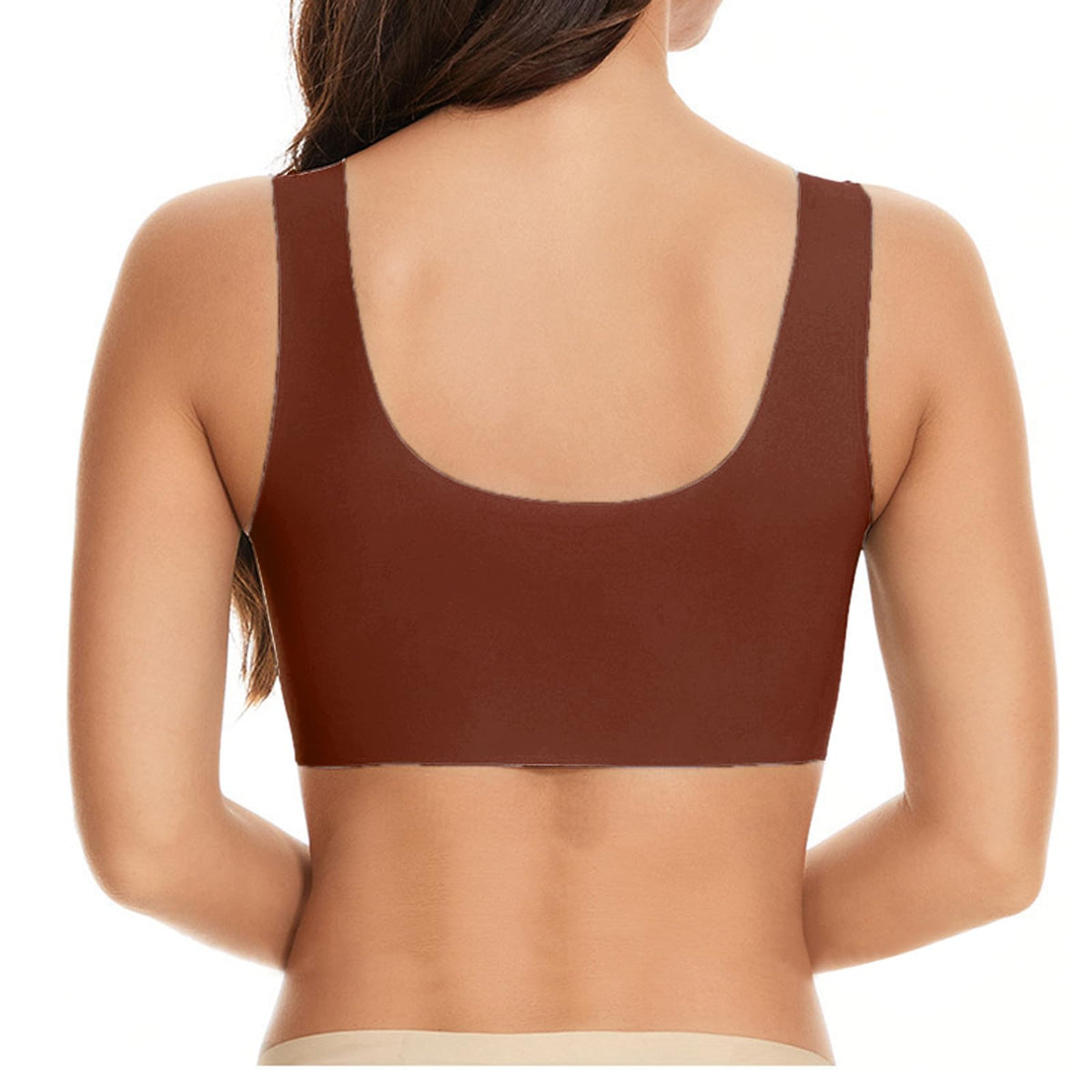 Yinguo Thin Laceless Comfortable Breathability Underwear Large Size Brater Buckle Female Bra V Neck Vest Bralette Wireless Bra Cotton Bra for Women