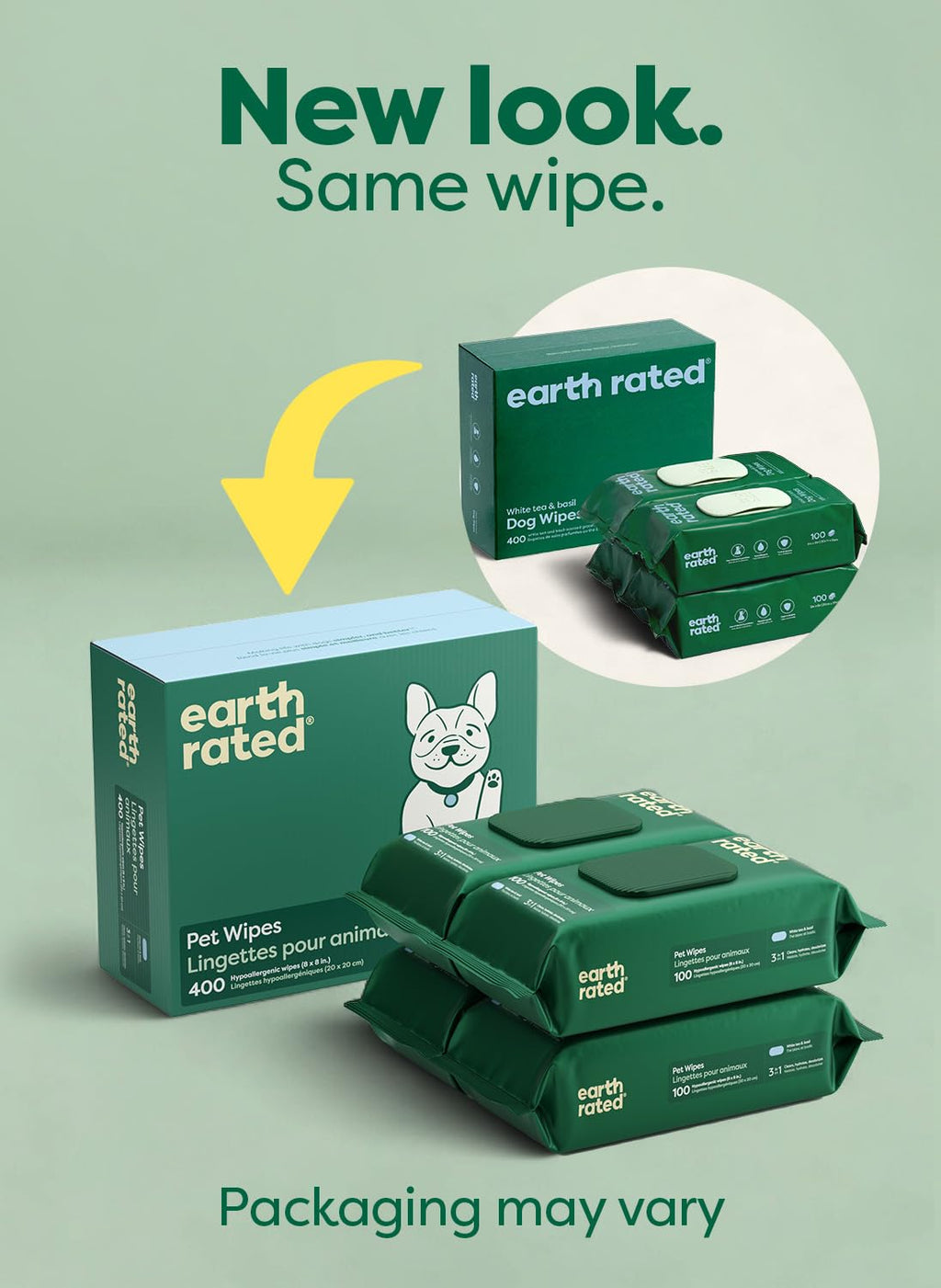 Earth Rated Dog Wipes, Hypoallergenic, Cleaning and Hydrating, for Grooming Paws, Body and Bums, Lavender Scented, 100 Count