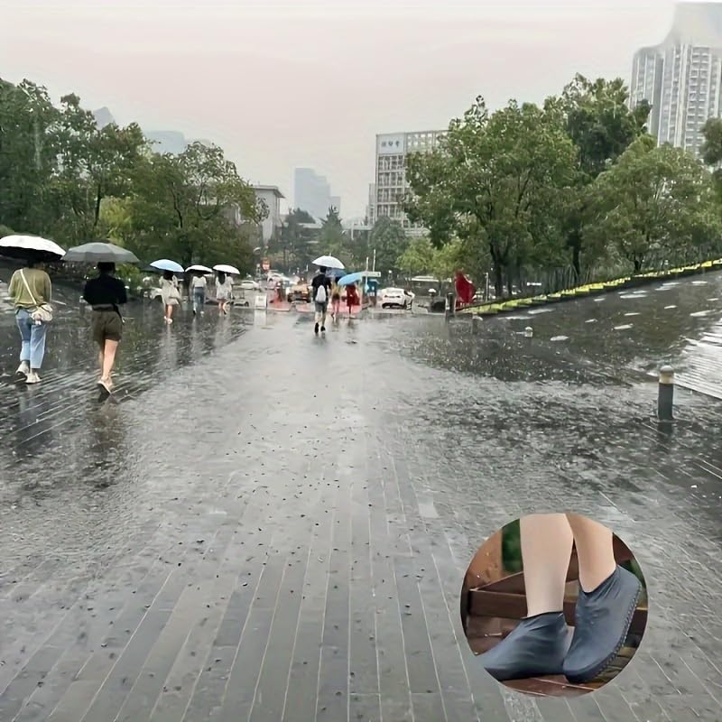 Waterproof Reusable Silicone Shoe Covers, Elastic Non-Slip Overshoes for Rain Mud Travel Commuting Outdoor Protection