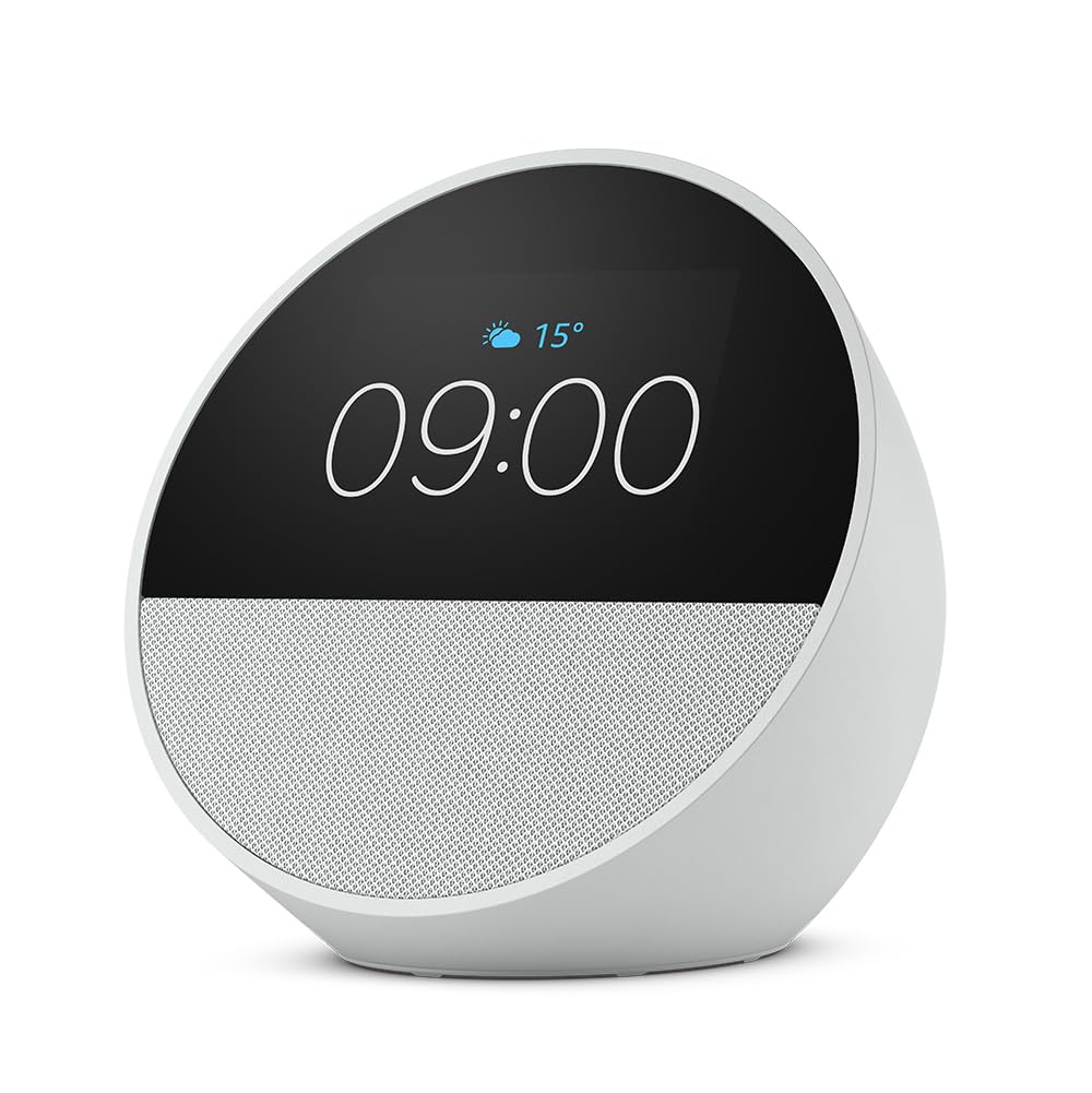 Echo Spot (newest gen), Smart alarm clock with vibrant sound, Black, with Alexa+ Early Access