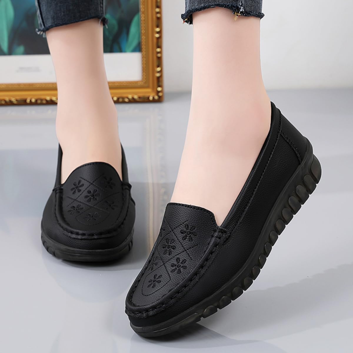 Women's Printing Glaring Cushioned Loafer Flat