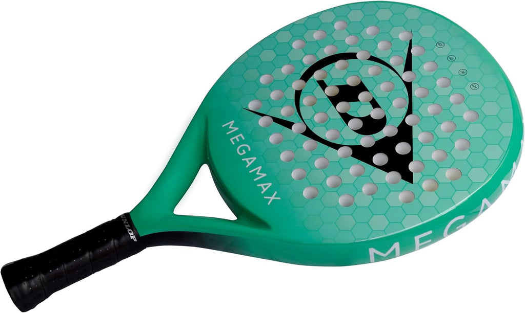 DUNLOP Padel Bat Megamax Silver/Black/Green – Round Shape Graphite Frame – Medium Balance Pro EVA Core – For Beginners