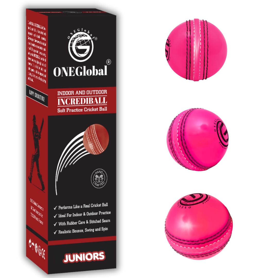Incrediball Soft Practice Cricket Ball | Outdoor & Indoor Rubber Cricket Ball With Core & Stitched Seam | For Practice, Training & Family Fun | Senior & Junior Size