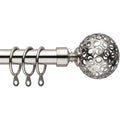 Extendable Curtain Pole 70-120cm Satin Nickel Globe Finials Short Window