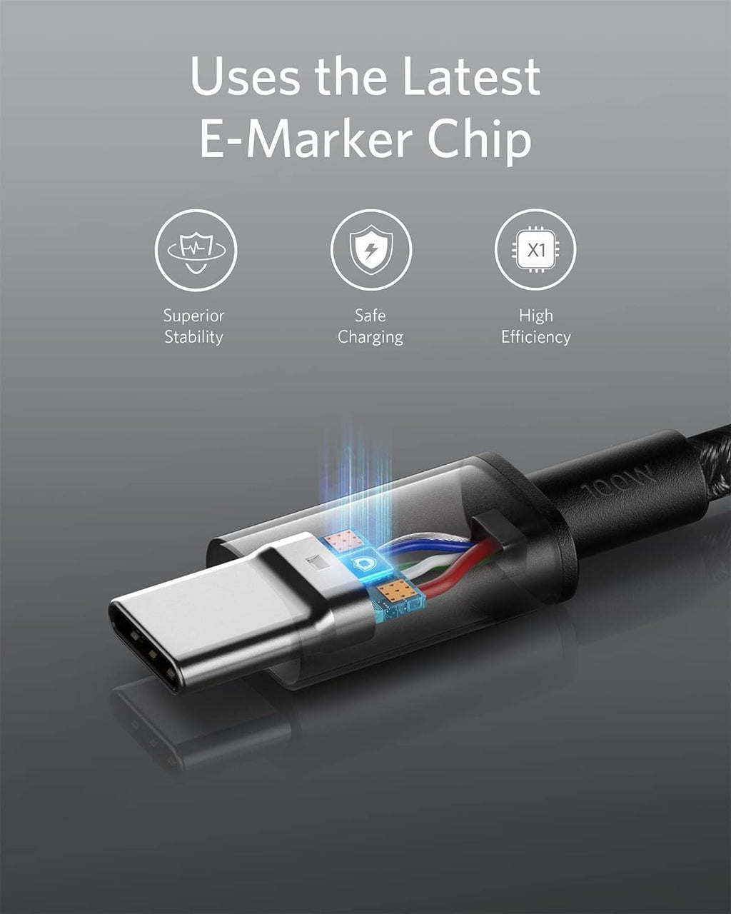 Anker USB C to USB C Charger Cable, 100W Fast Charging Cable (6 ft/1.8m)