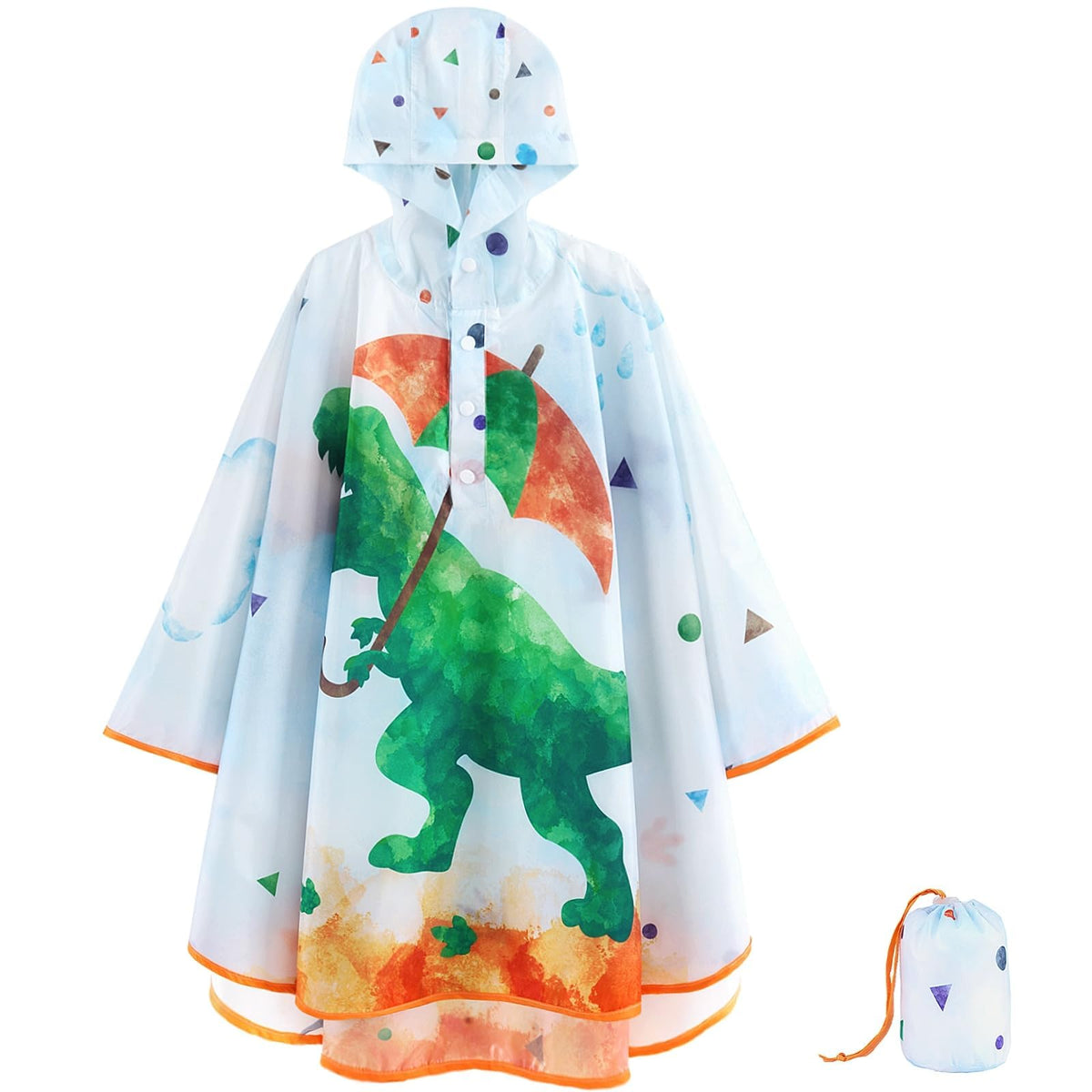 WAWSAM Kids Rain Poncho Waterproof Boys Girls Portable Raincoat Rain Jacket Lightweight Rainwear