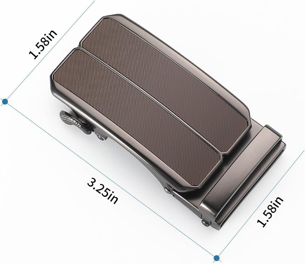 Men's Adjustable Leather Belt Strap & Zinc Alloy Automatic Ratchet Buckle, Customizable for Business Casual & Formal Wear