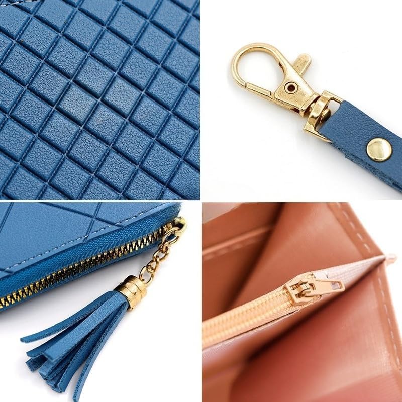 Womens Wallet Long Style Zipper Bag Multi-Card Space Handbags Card Wallets Fashion Storage Bag Wallet Gift for Women, Blue, 19.5 * 10 * 2.5cm, Retro