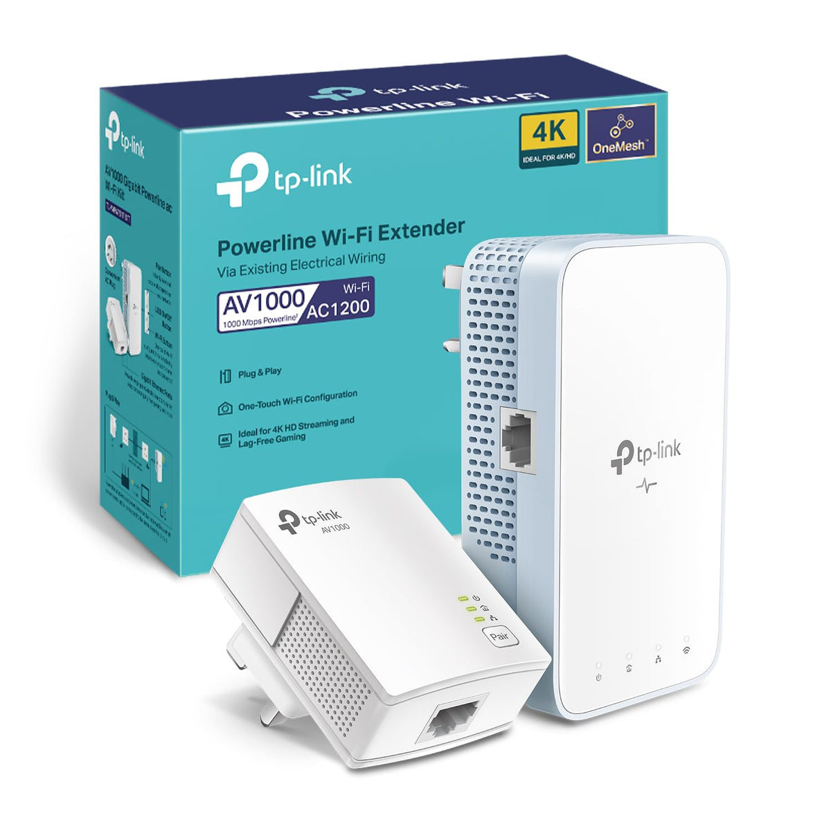 TP-Link TL-PA7017P KIT 1-Port Gigabit Passthrough Powerline Starter Kit, Data transfer speed Up To 1000 Mbps, Ideal for HD/3D/4K video streaming UK Plug (Renewed)