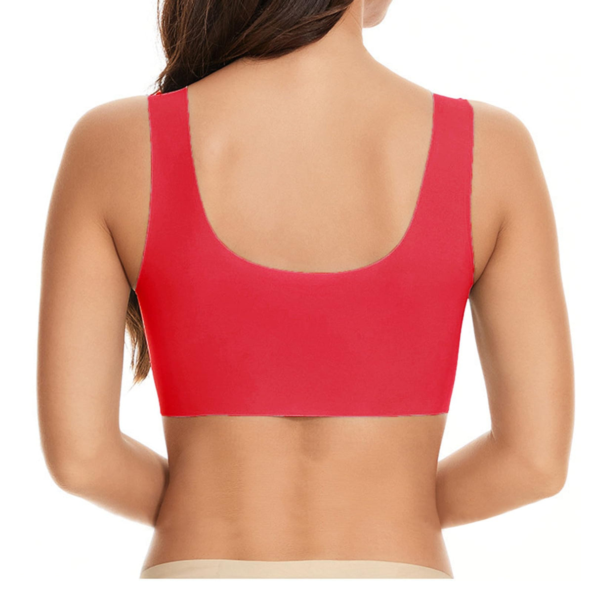 Yinguo Thin Laceless Comfortable Breathability Underwear Large Size Brater Buckle Female Bra V Neck Vest Bralette Wireless Bra Cotton Bra for Women