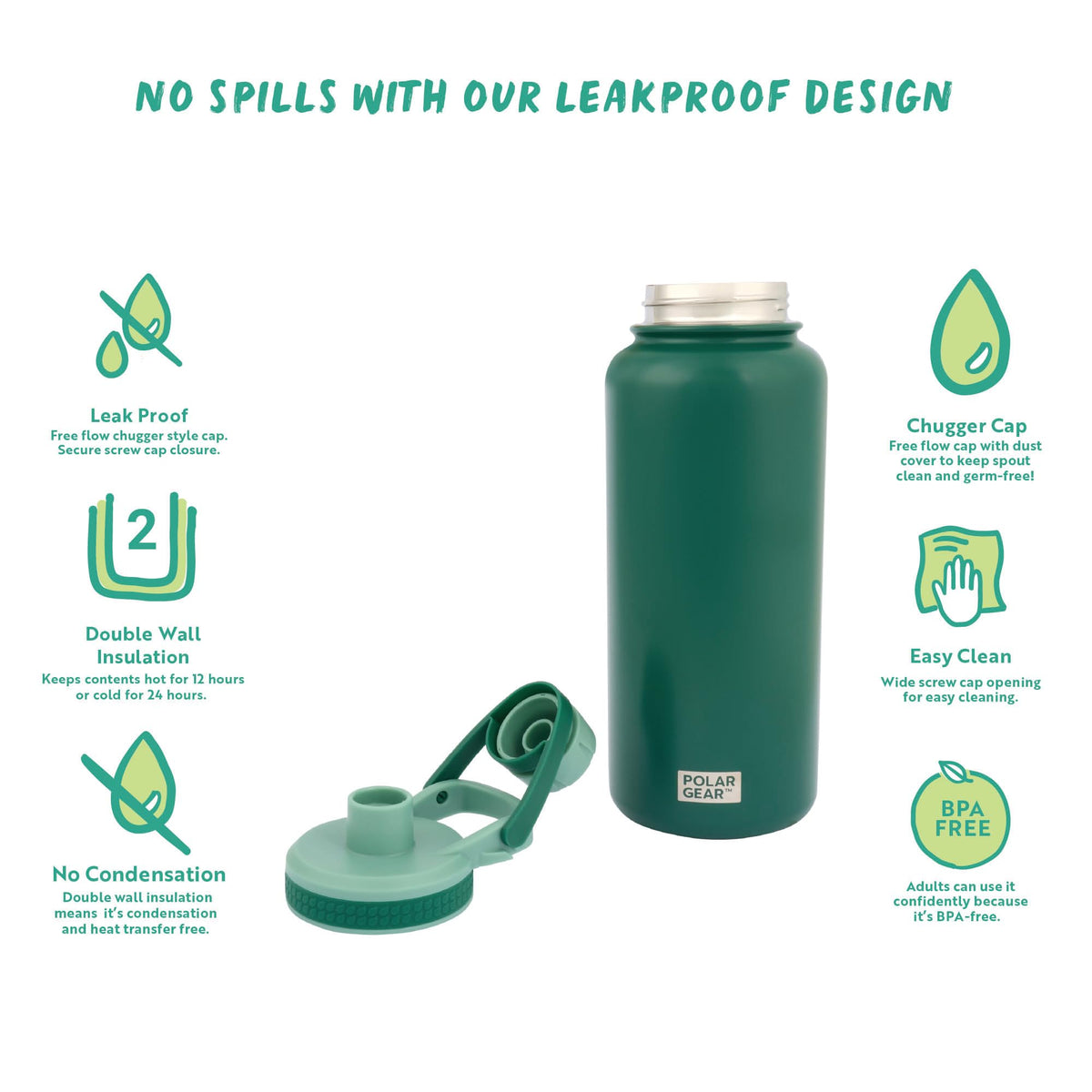 Polar Gear Insulated Water Bottle with Flip Straw - 800ml Wine