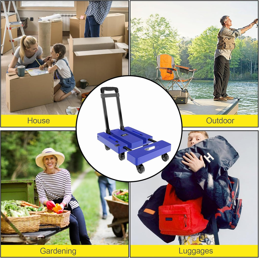 Folding Sack Truck Hand Trolley 230kg 6 Wheel Dolly Luggage Cart Bungee SOLEJAZZ