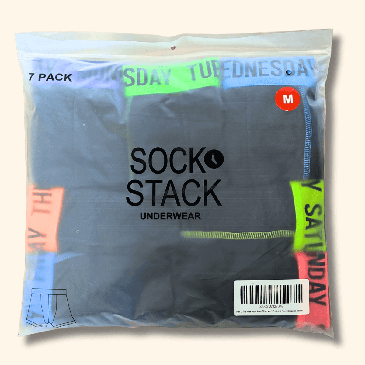 Sock Stack 7 Pack Days Of The Week Mens Boxer Shorts Comfort Fit Cotton Blend