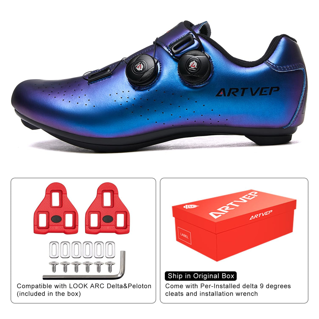 Mens Cycling Shoes Women Road Bikes MTB Shoes Compatible with Look SPD SPD-SL Delta Cleats Compatible with Peloton Shoes Indoor/Outdoor