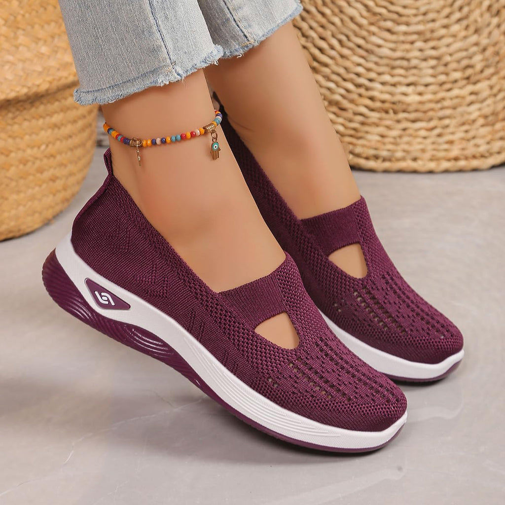 Women's Walking Shoes Comfortable Orthopedic Diabetic Shoes Soft Breathable Knitted Flats Arch Support for Indoor Outdoor