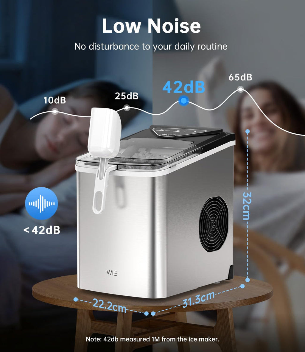 Ice Maker Machine 15KG/24H 6 Min Fast Ice 2L Water Tank Countertop WIE Portable
