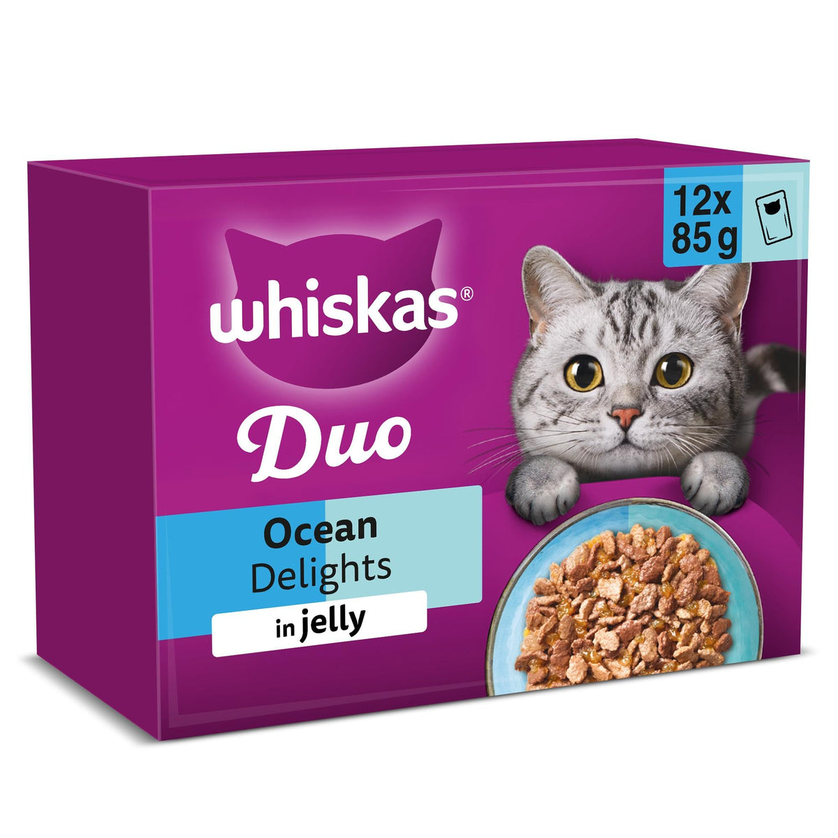 WHISKAS DUO Adult Wet Cat Food in Jelly 40x85g Surf & Turf