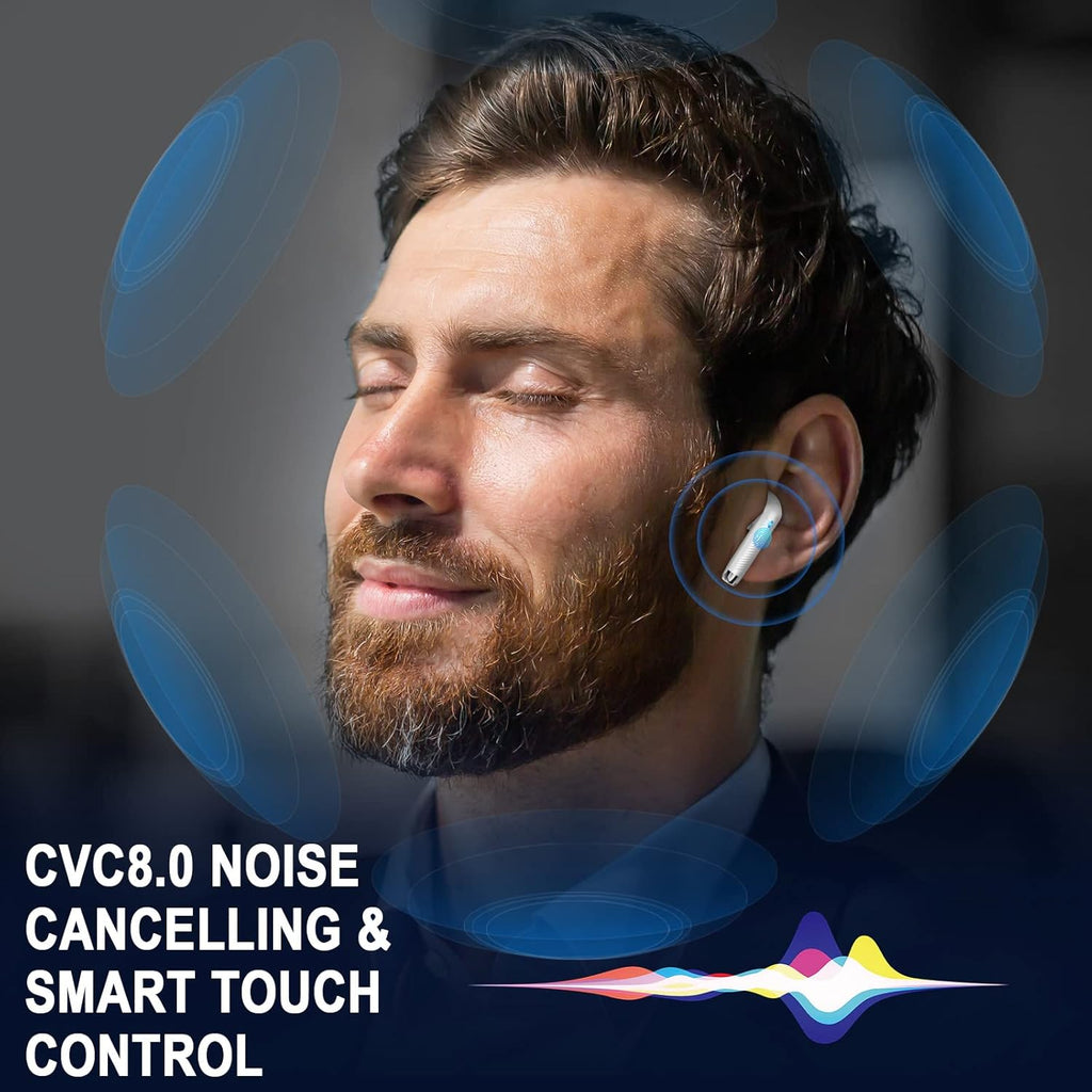 Wireless Earbuds Bluetooth 5.4 Deep Bass 40H Playtime ENC Mic Waterproof Jxrev