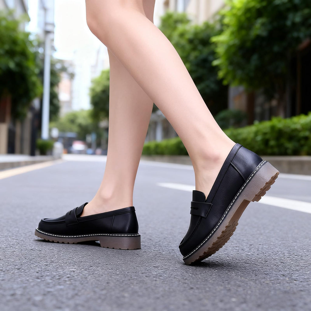 Womens Loafers Shoes Platform Chunky Penny Loafer Lug Sole Comfortable Slip On Work Office Business Casual Dressy Fashion Driving Moccasins Women Shoes