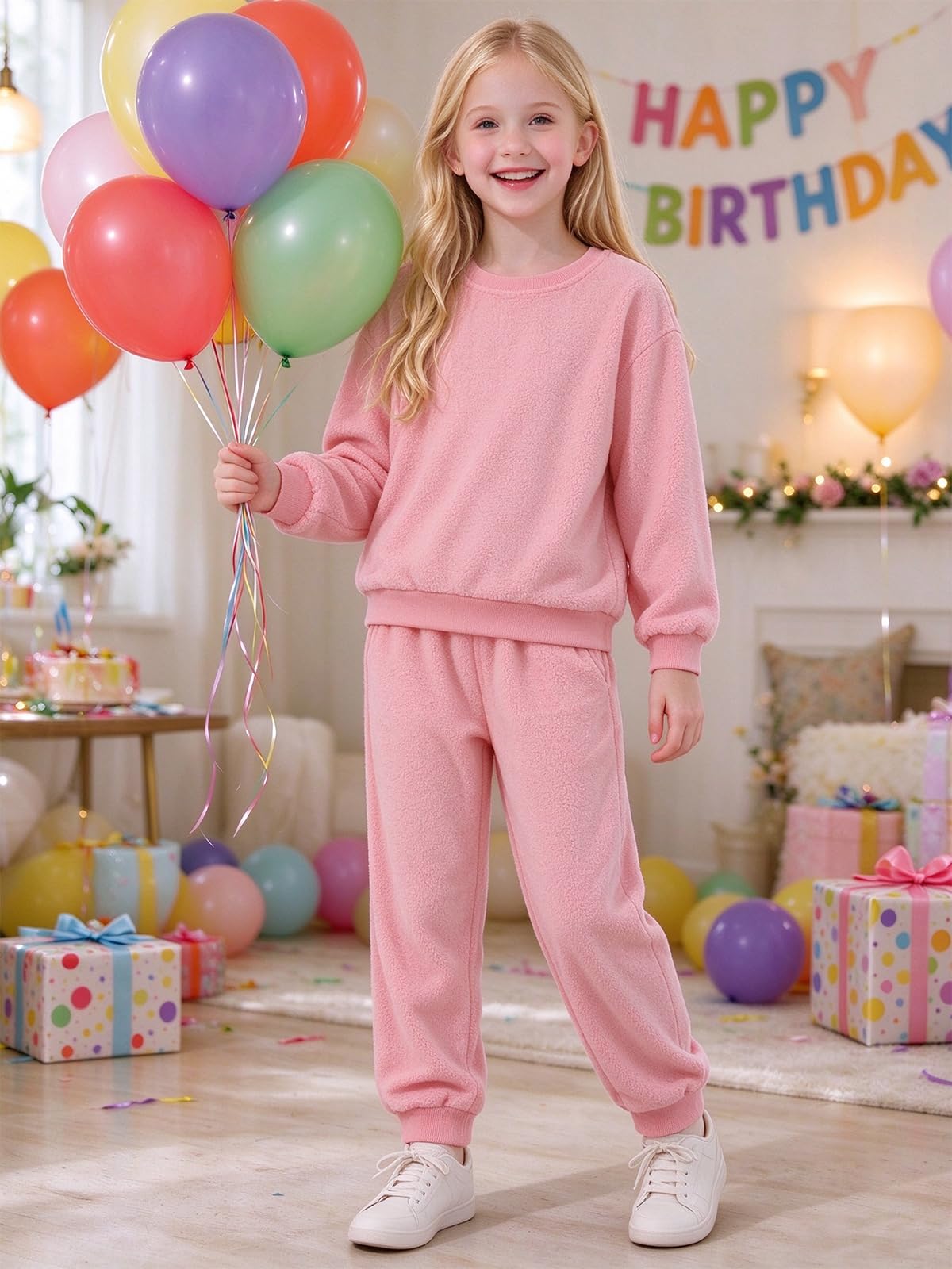 URMAGIC Girls' 2-piece Outfits Clothes Pants Tops Set Sweatpant Sweatshirt