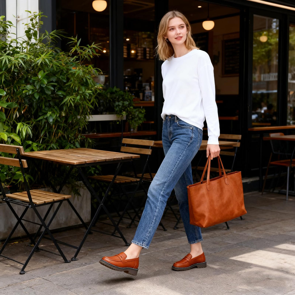 Womens Loafers Shoes Platform Chunky Penny Loafer Lug Sole Comfortable Slip On Work Office Business Casual Dressy Fashion Driving Moccasins Women Shoes