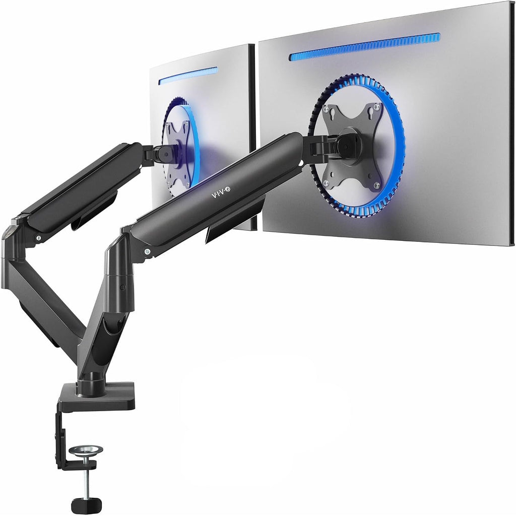 Dual Monitor Desk Mount 32 Inch Pneumatic Adjustable VESA Arms VIVO Classic Stand