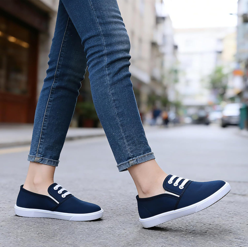 Canvas Tennis Shoes for Women Low Top Casual White Black Sneakers for Women Slip on Fashion Comfortable Walking Shoes