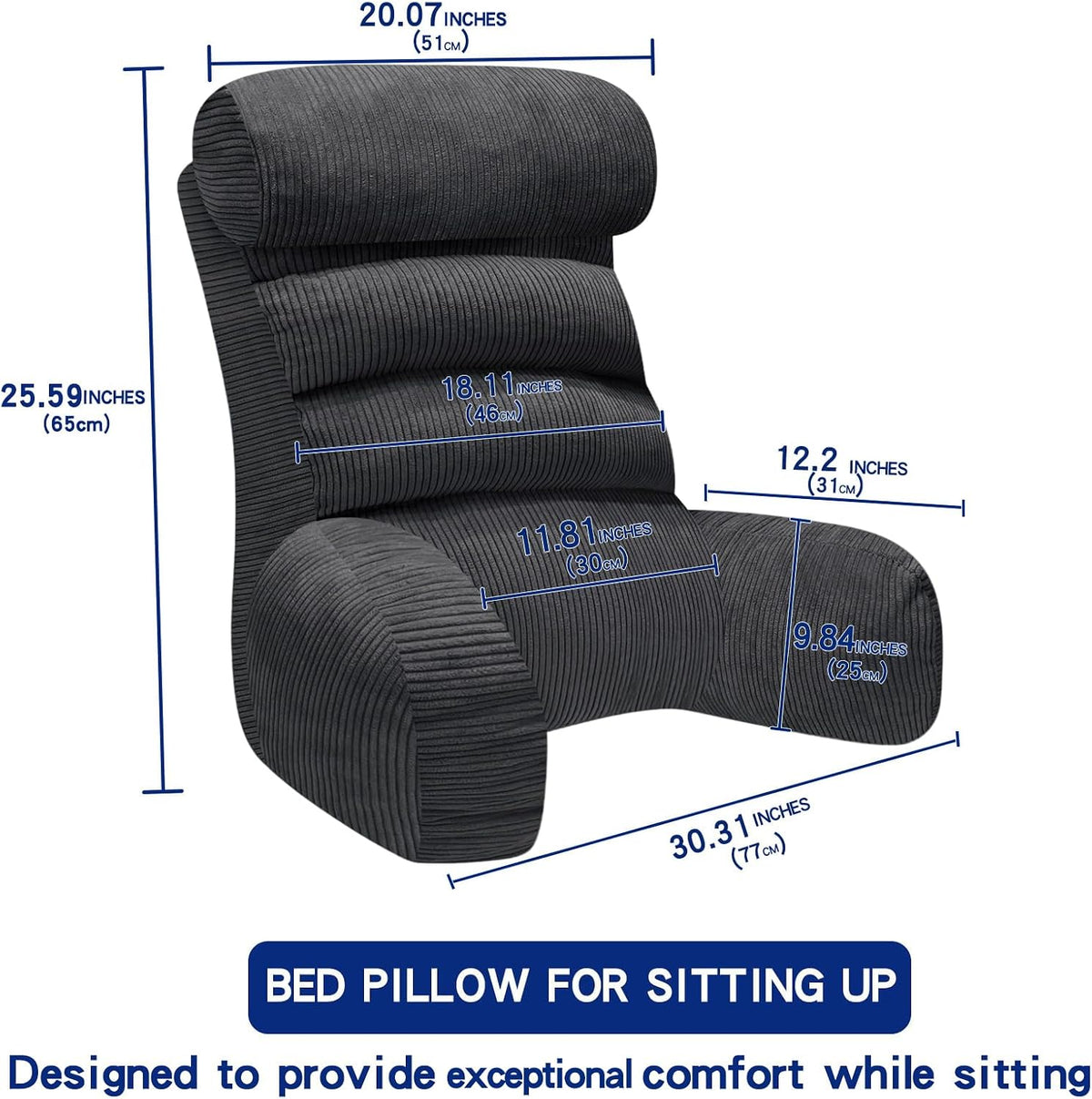 Reading Pillow for Bed Back Support Cuddle Cushion Sitting Upright Comfort Support-Orange Red