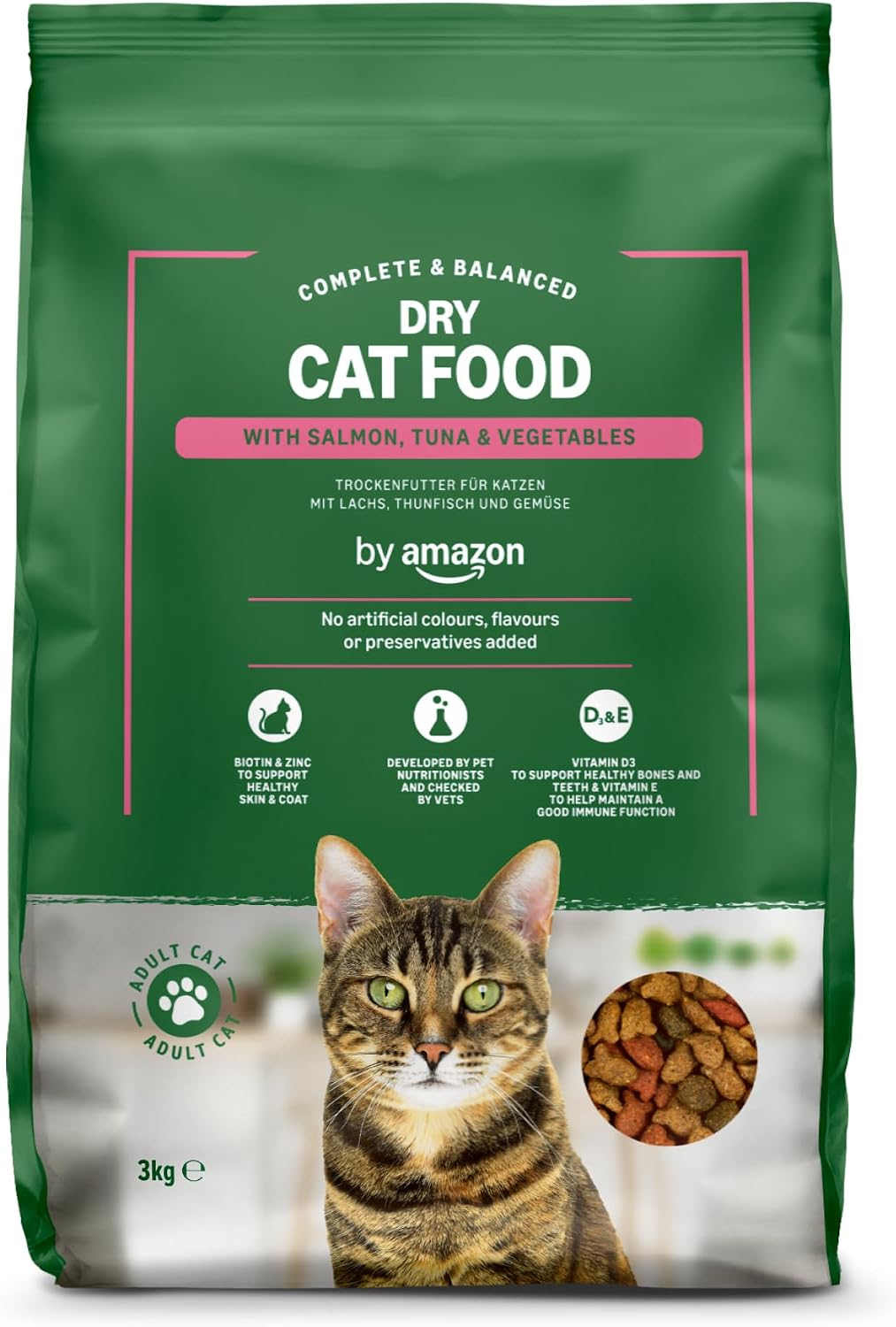 by Amazon - Complete Dry Cat Food with Salmon, Tuna and Vegetables, 1 pack of 3kg