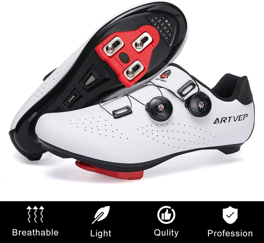 Mens Cycling Shoes Women Road Bikes MTB Shoes Compatible with Look SPD SPD-SL Delta Cleats Compatible with Peloton Shoes Indoor/Outdoor