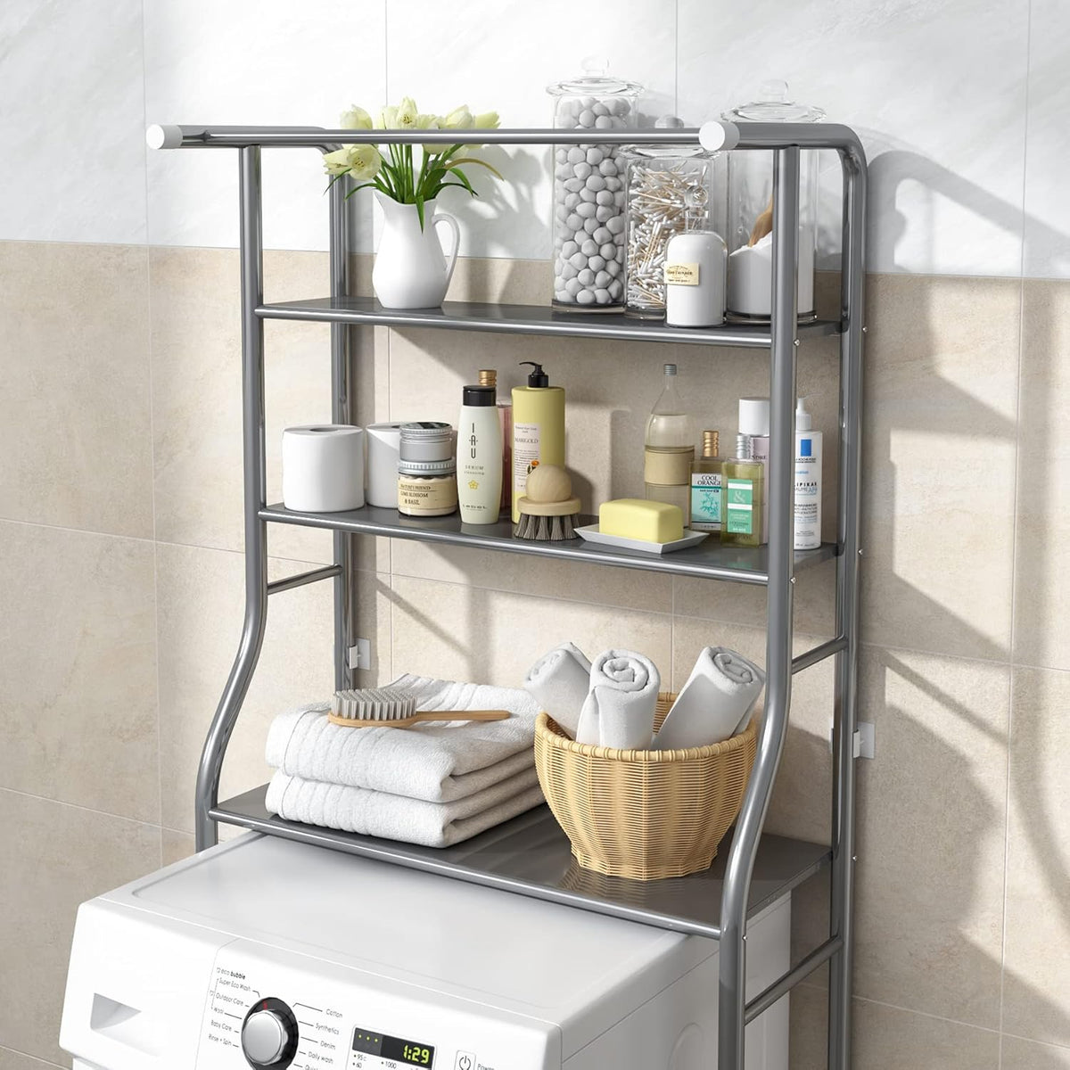 3 Tier Bathroom Storage Rack Silver Space Saving Shelf Organiser MOYIPIN