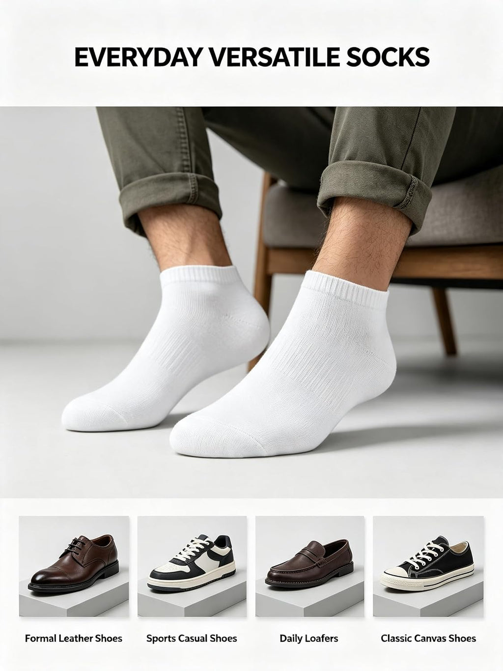 Crew Socks for Men 6 Pairs, Breathable Athletic Running Socks with Moisture Wicking & Arch Support, Comfortable Casual Sports Socks for Daily Wear, All-Day Active Black White Grey