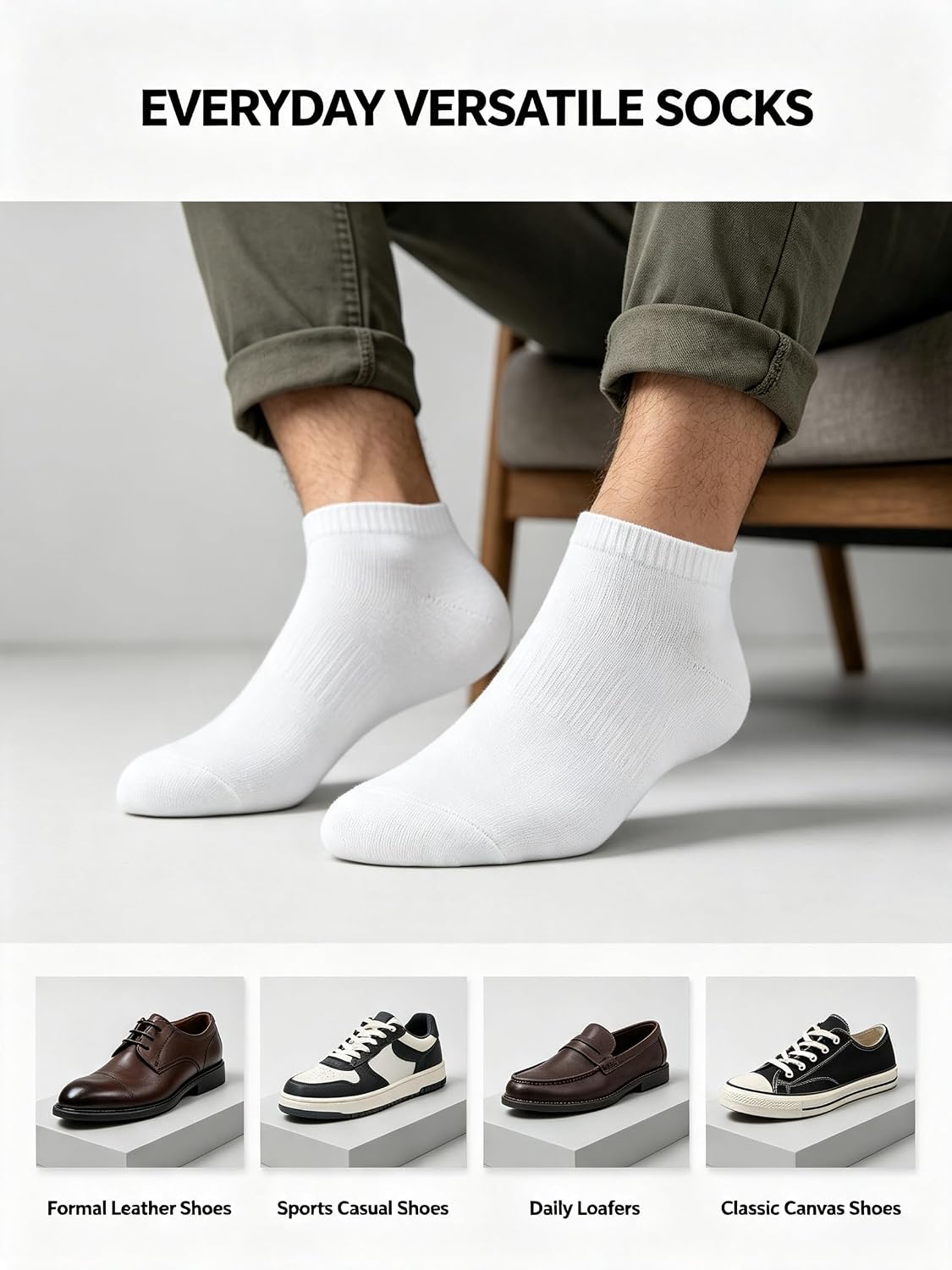 Crew Socks for Men 6 Pairs, Breathable Athletic Running Socks with Moisture Wicking & Arch Support, Comfortable Casual Sports Socks for Daily Wear, All-Day Active Black White Grey