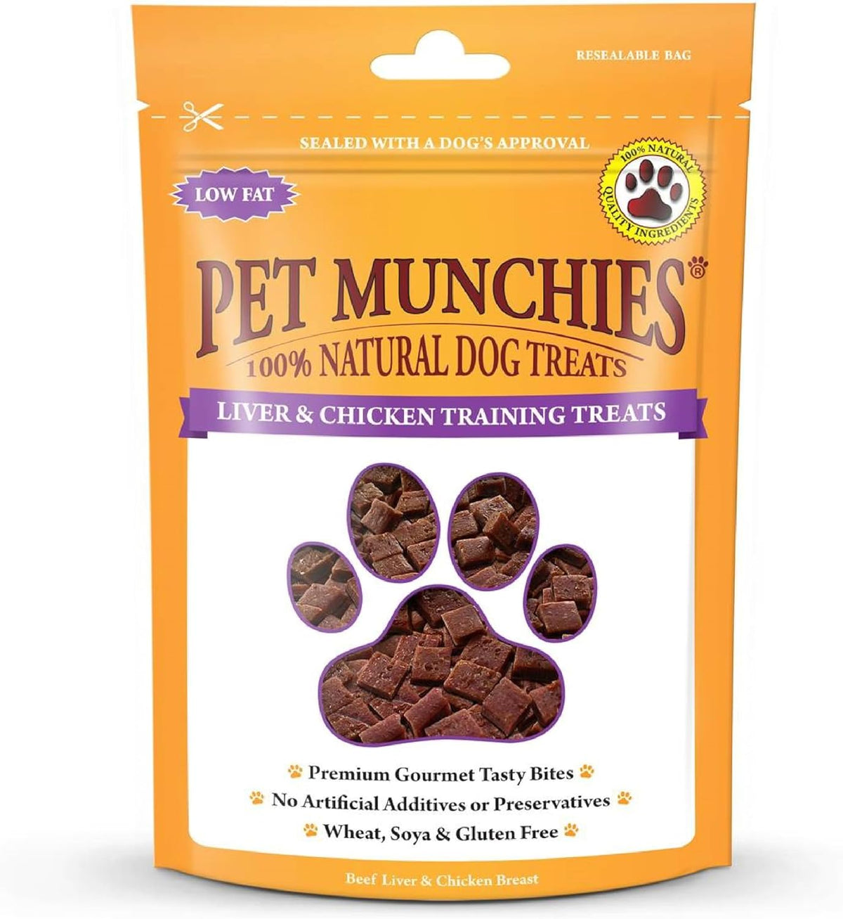 Pet Munchies Venison & Beef Liver Dog Training Treats, Grain Free Tasty Bites with Natural Real Meat, Low in Fat 50g