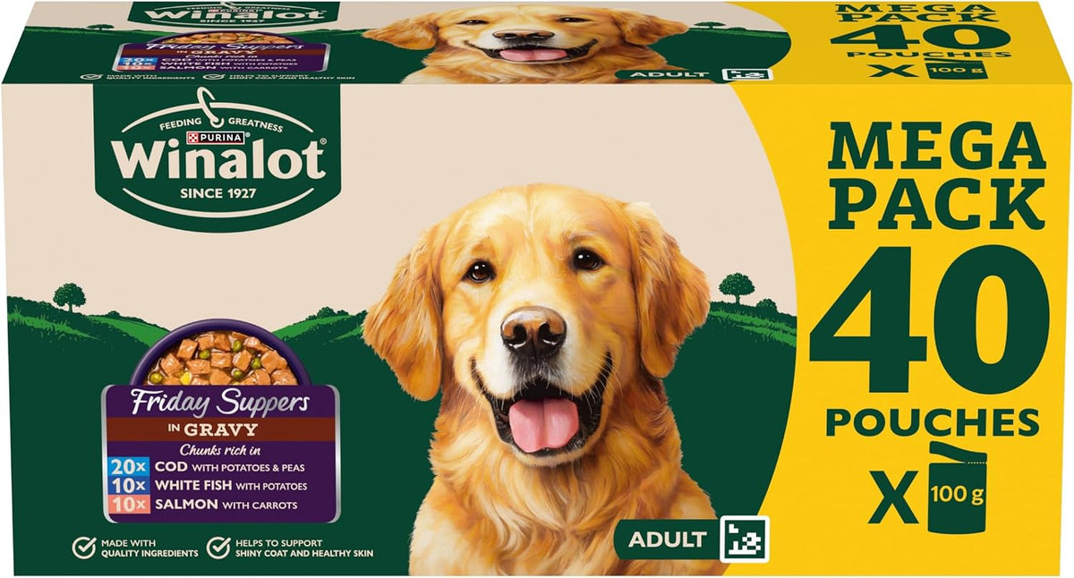 WINALOT Sunday Dinner Mixed in Gravy Wet Dog Food Pouches 40x100g