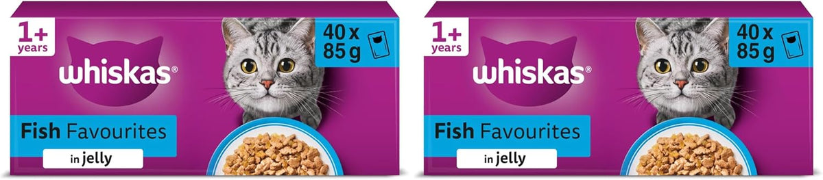 WHISKAS Adult Wet Cat Food in Jelly 40x85g Fish Favourites