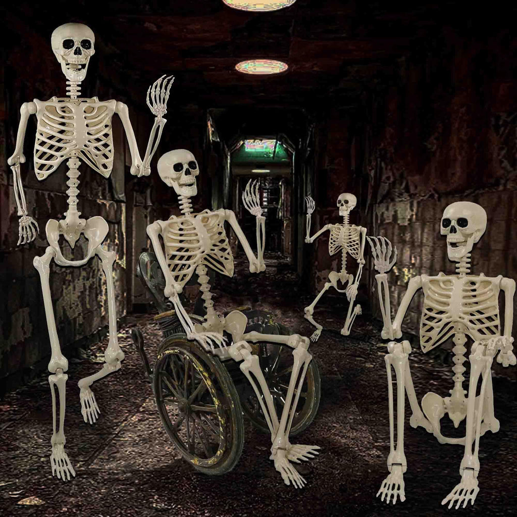 2 Pack 36"Halloween Skeleton - 3 ft Life Size Human Skeleton with Full Body Posable Joints Plastic Skeleton for Halloween Skeletons Decor Yard Patio Lawn Garden Skeleton Props Spooky Party Decoration